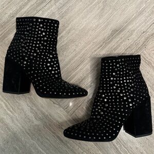 Vince Camuto black suede studded booties